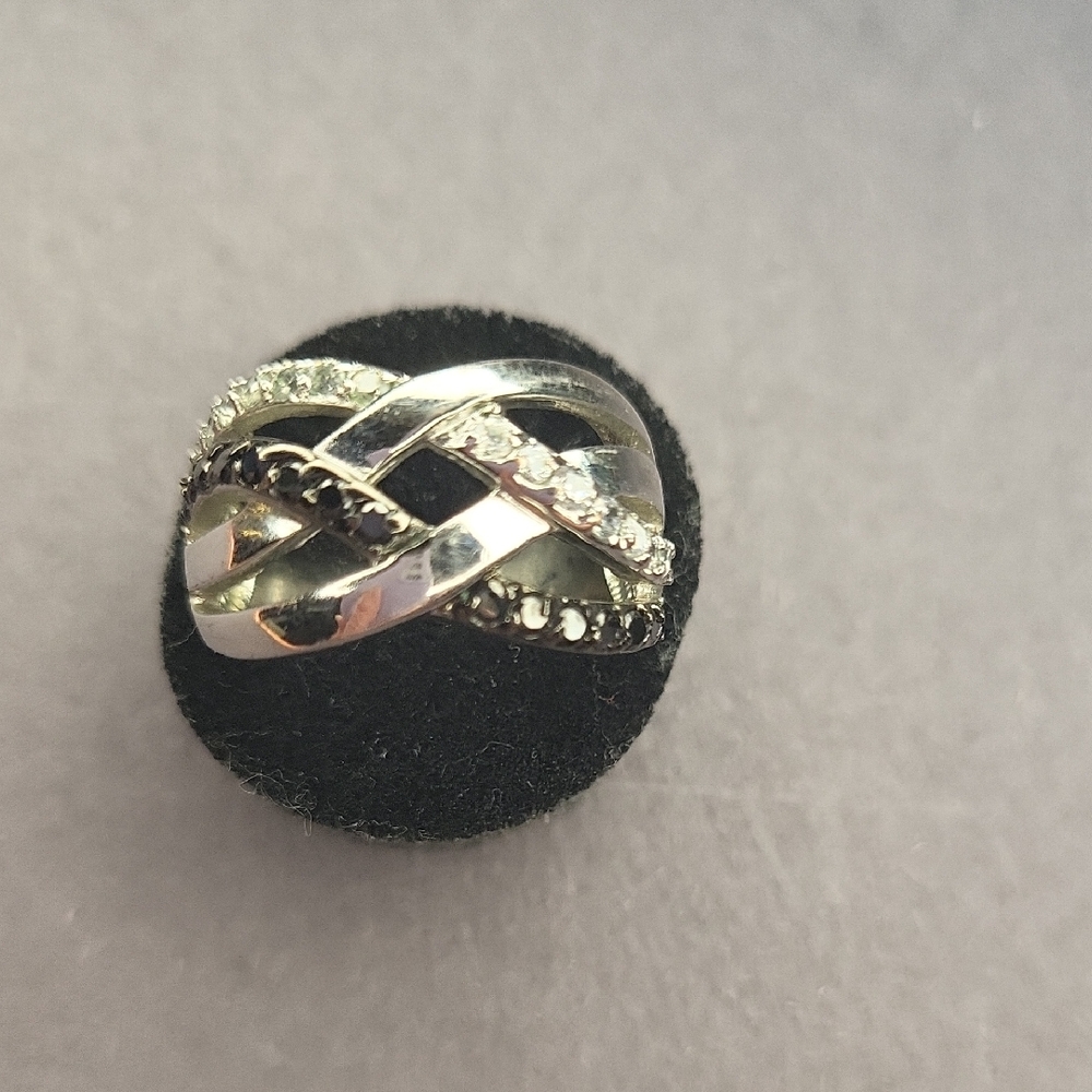 Premier Silver-Tone Twisted Infinity Ring with Clear Stones